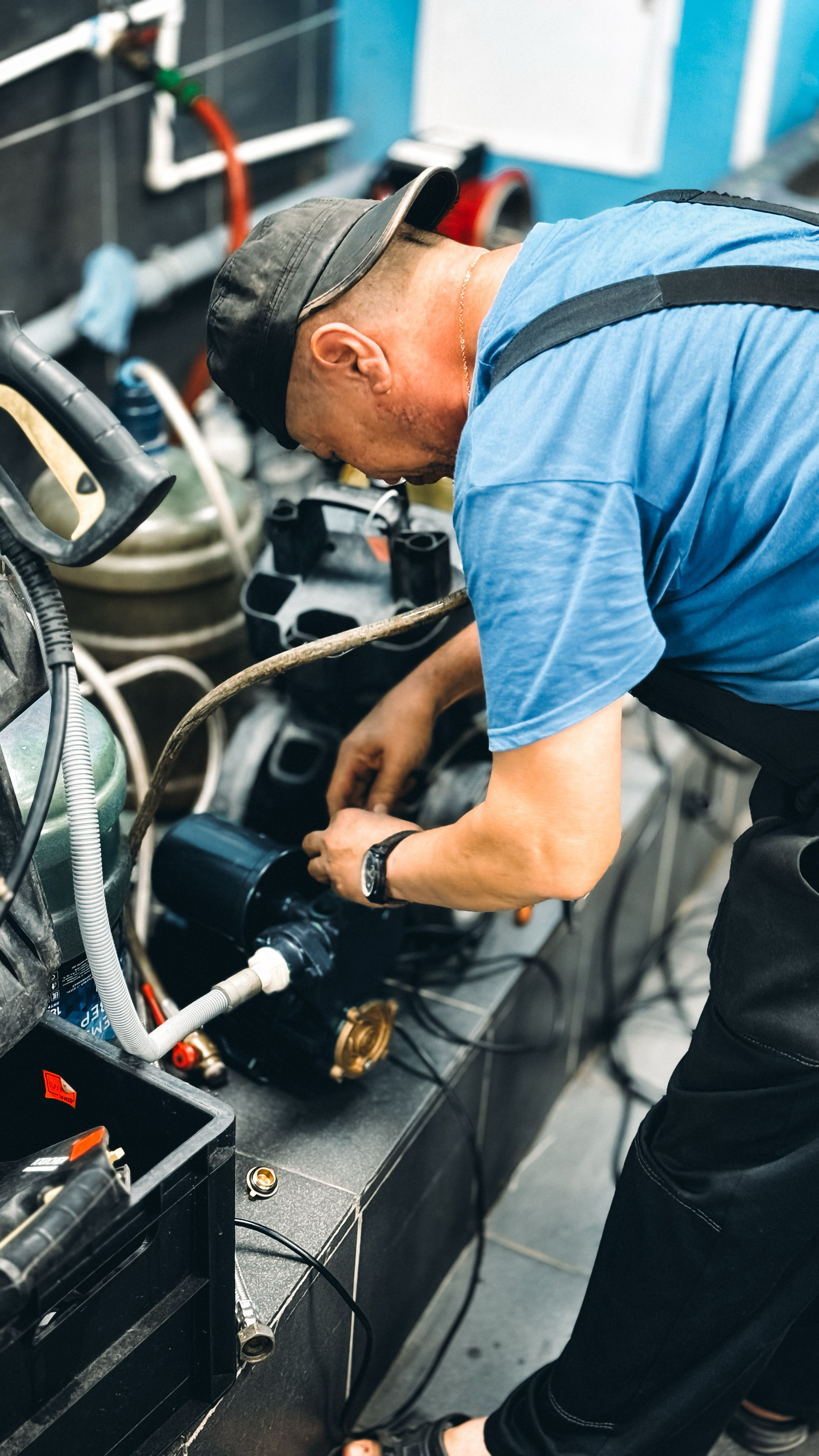 Technician repairing home equipment